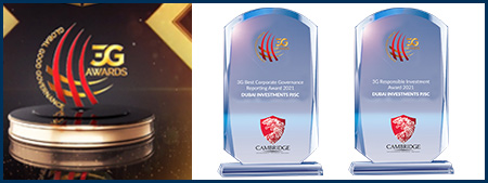 فازت دبي للاستثمار بجائزتين من جوائز الحوكمة الرشيدة العالمية، عن فئتي أفضل حوكمة والاستثمارات المسؤولة