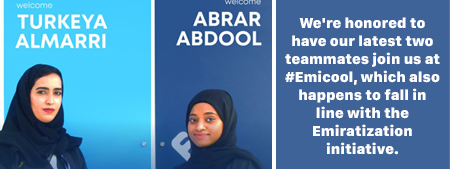 Supporting the Emiratisation drive, Emicool announced hiring Emirati talent across various departments